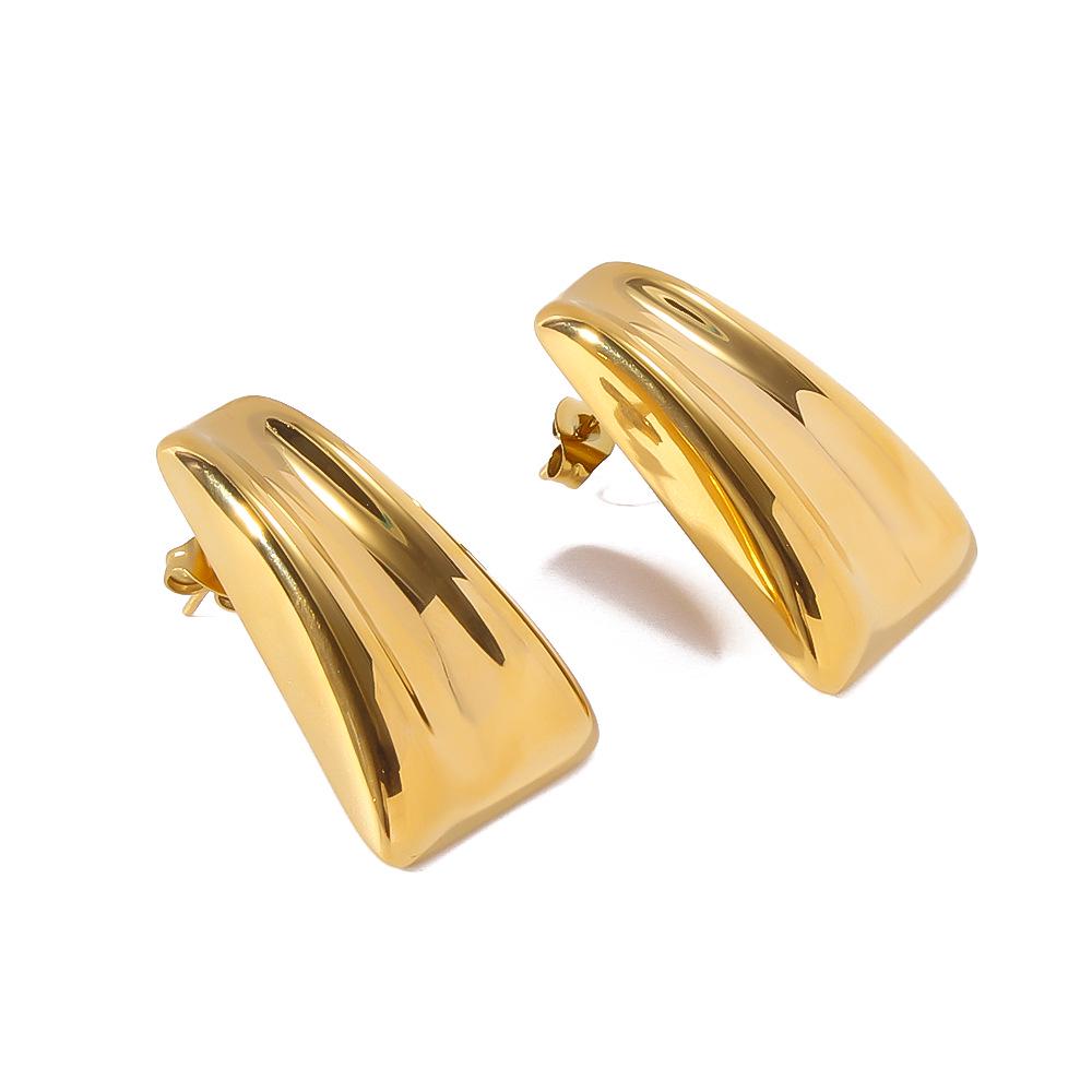 18K Retro Geometric Trapezoid Stud Earrings: Versatile Titanium Steel Jewelry