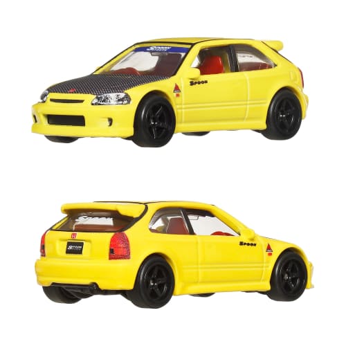 Hot Wheels Premium 2-Pack 99 Honda Civic Type R (EK9) / Honda Civic Type R Vehicle Toy Miniature Car for Ages 3 and Up, Multi-Purpose, JBL00
