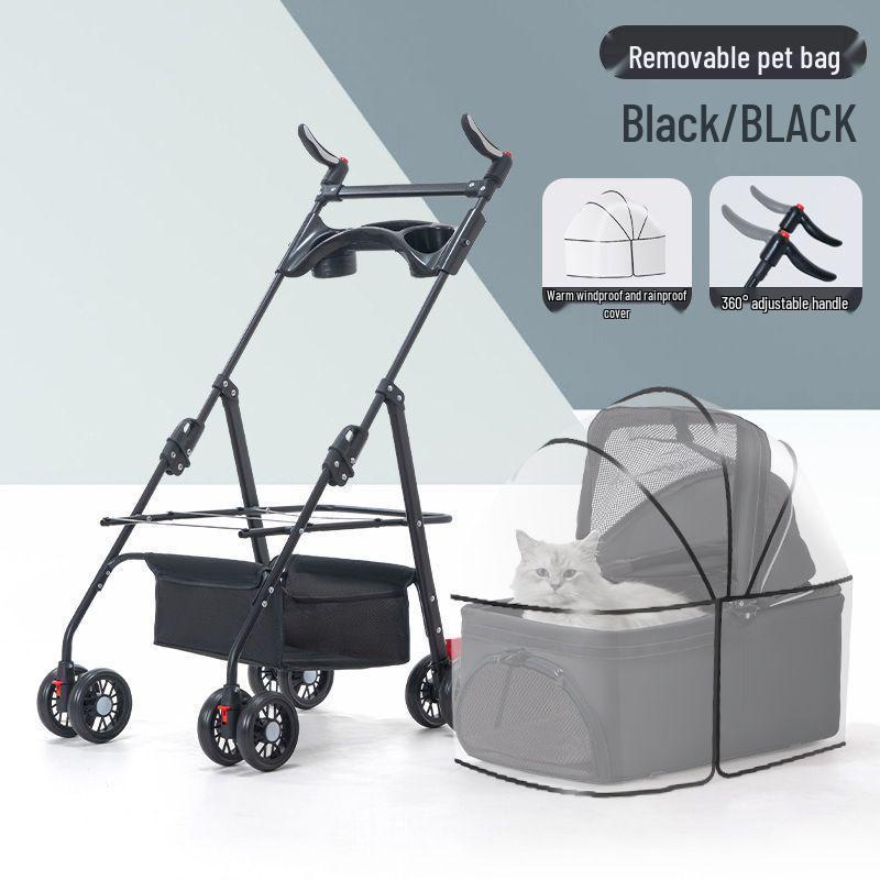 Lightweight Foldable Pet Stroller with Detachable Basket for Dogs and Cats