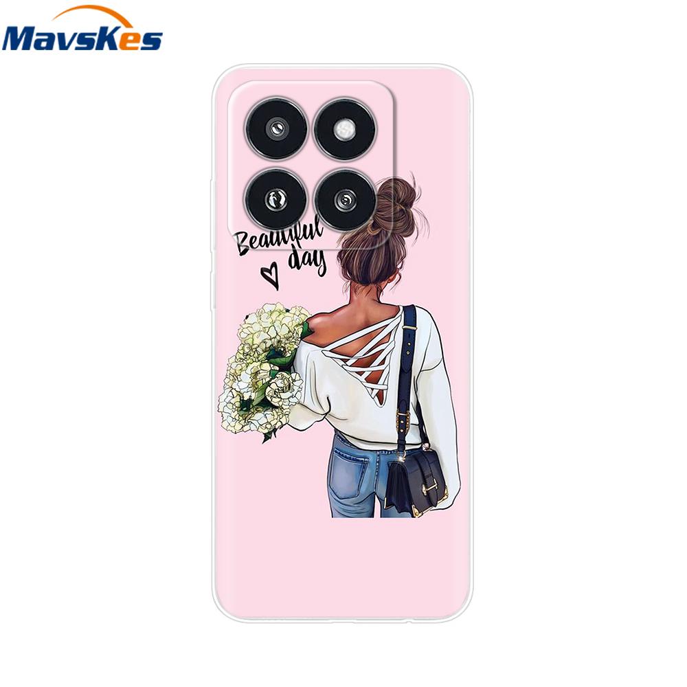 Phone Case For Xiaomi 14 Pro Case Soft Clear Painted Silicone Bumper Capa For Xiaomi 14 13T Mi 13T Pro Protect Transparent Cover