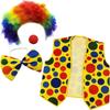 PESENAR Clown Costume-Clown Nose Clown Wig Bow and Vest-4 Pieces Clown Dress Accessories