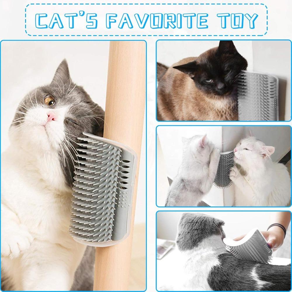 Cat Corner Scratcher Self Groomer with Catnip,1/ 2 Pack Softer Cat Face Scratchers Wall Corner Grooming Massage Combs