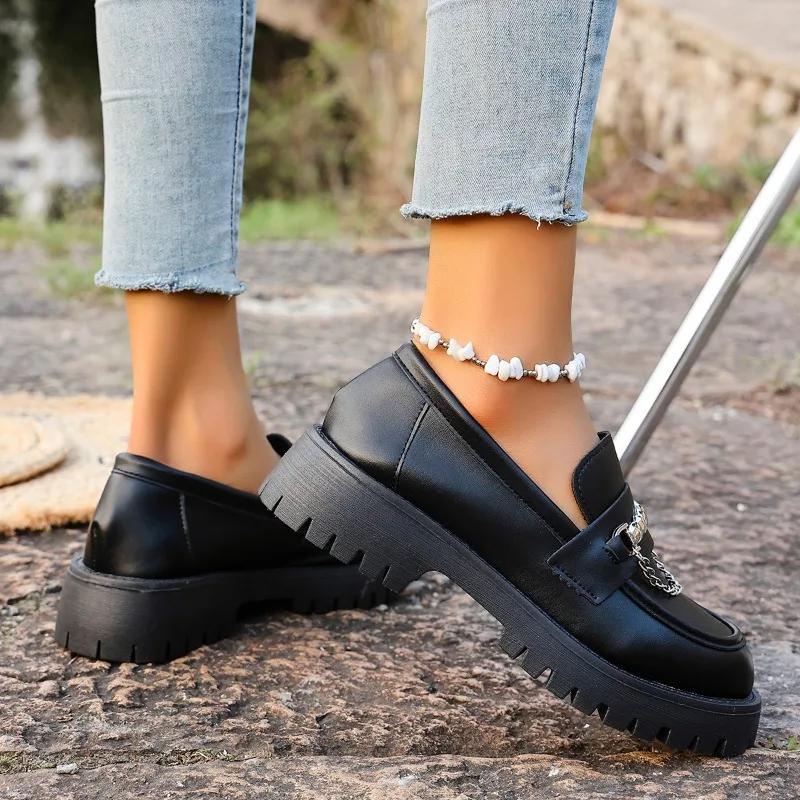 Fashion 2025 Brand Ladies Shoes Slip-on Women's High Heels Fashion Metal Decoration Office and Career Plus Size The Chain Heels Women