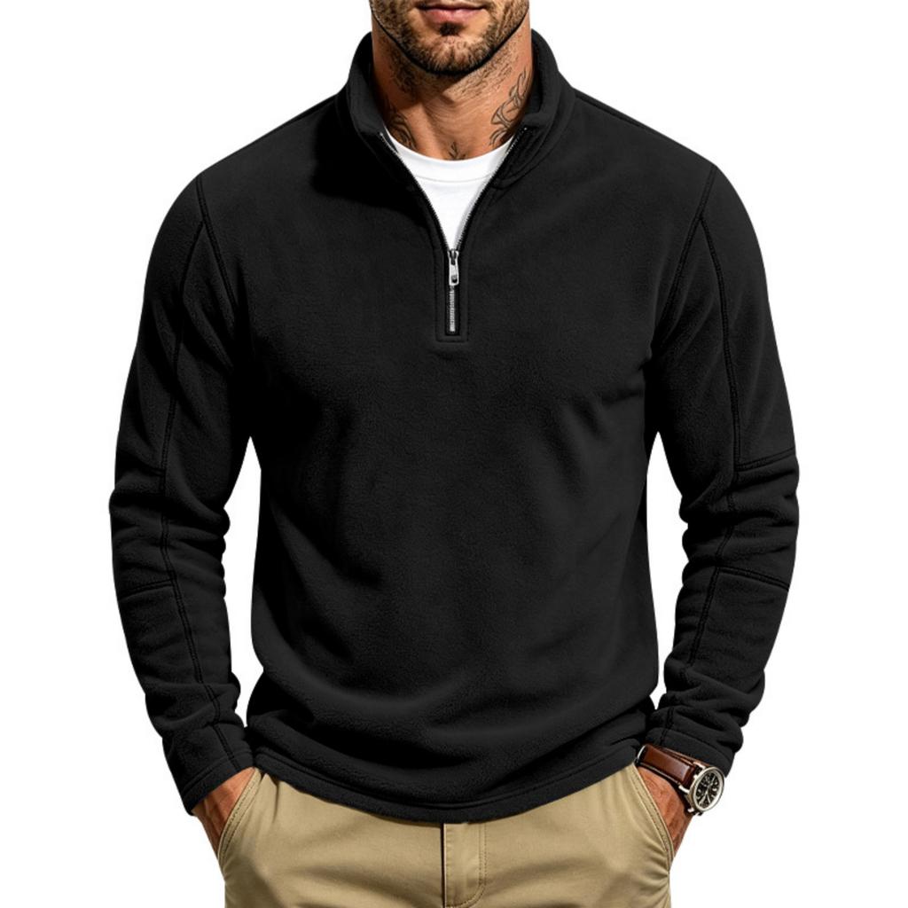 Men's Casual Zip Up Sweatshirt with Stand Collar, Loose Top