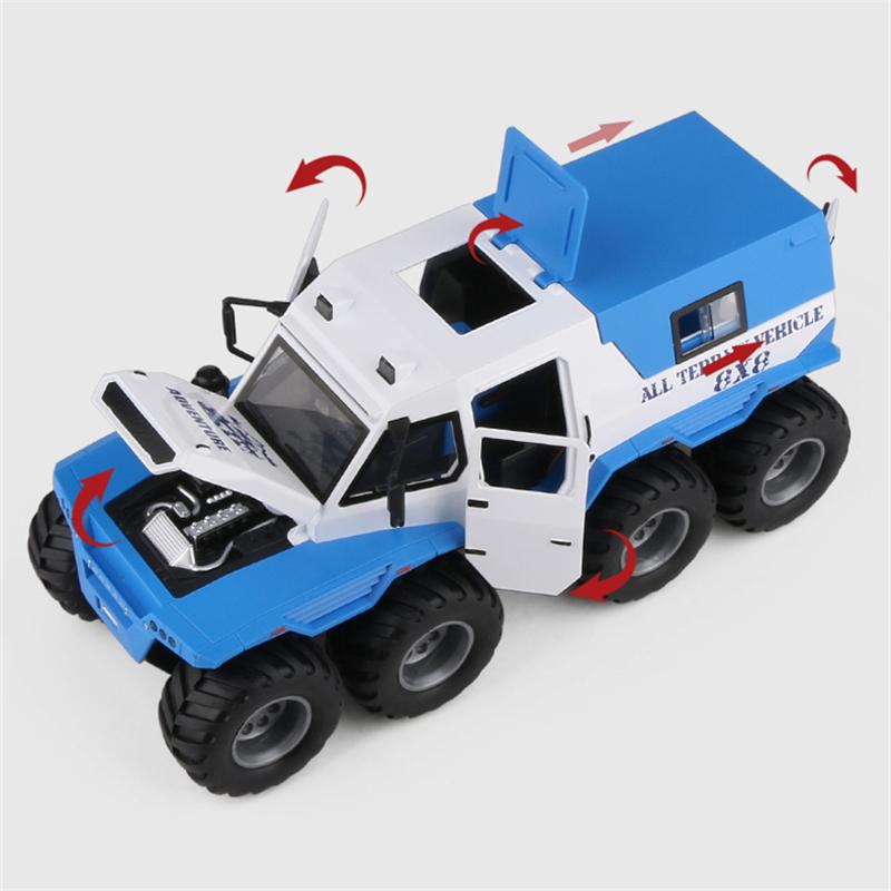1/24 Russia Conqueror Shaman 8*8 Tyre Alloy Armored Car Model Diecast Metal Toy Police Off-road Vehicles Car Model Children Gift