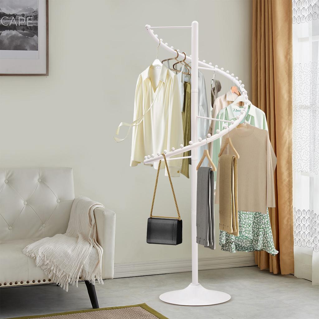 360-Degree Rotating Floor Garment Rack, Clothes Organizer Stand W/ Wheels, Portable Drying Rack for Laundry Room Closet Bedroom