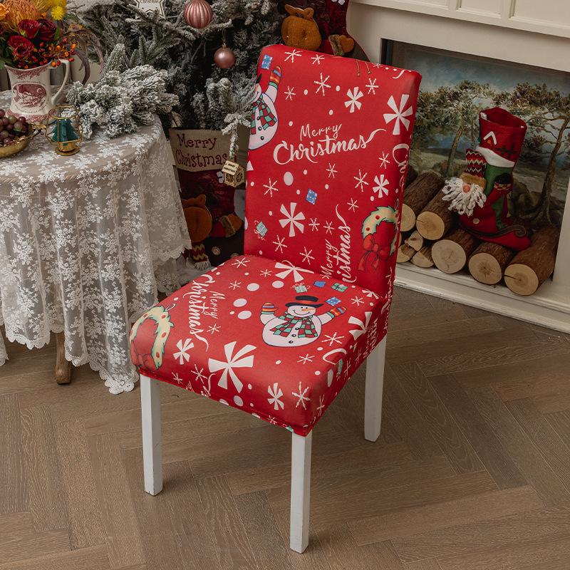 Christmas Chair Covers for Dining Room Kitchen Party Hotel Banquet Restaurant Office Stretch Seat Cover Housse De Chaise 1pc