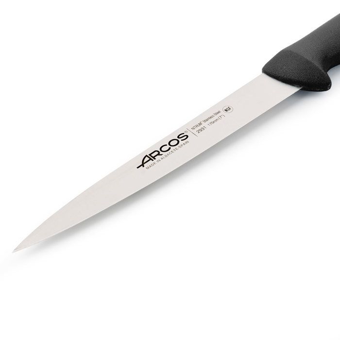 Couteau à semelle - Arcos - Prof 293125 - Acier inoxydable Nitrum - Lame 17 cm - Ergonomique noir