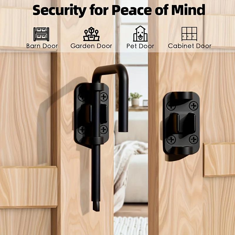 Patio Sliding Door Loop Lock,90/180 Degree Doors Latch Locks,Gate Anti-theft Buckle,U-Shaped Door Bolts Hasp Hardware