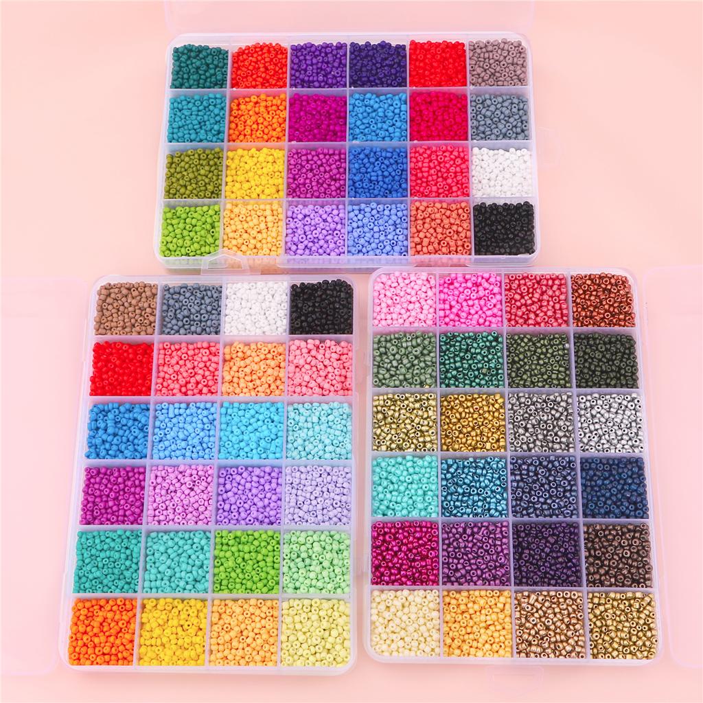 Yiwu 24 Farben 3mm Mix Saatperlen Set 12000 Stück pro Box für DIY Schmuck Perlen Halskette Armband Ohrring Herstellung Set
