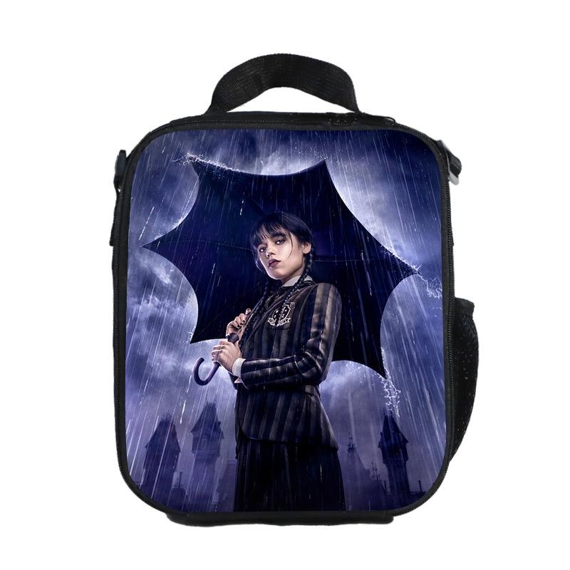 Bolsa de almuerzo aislada del miércoles La Familia Addams Para Niños Estudiantes