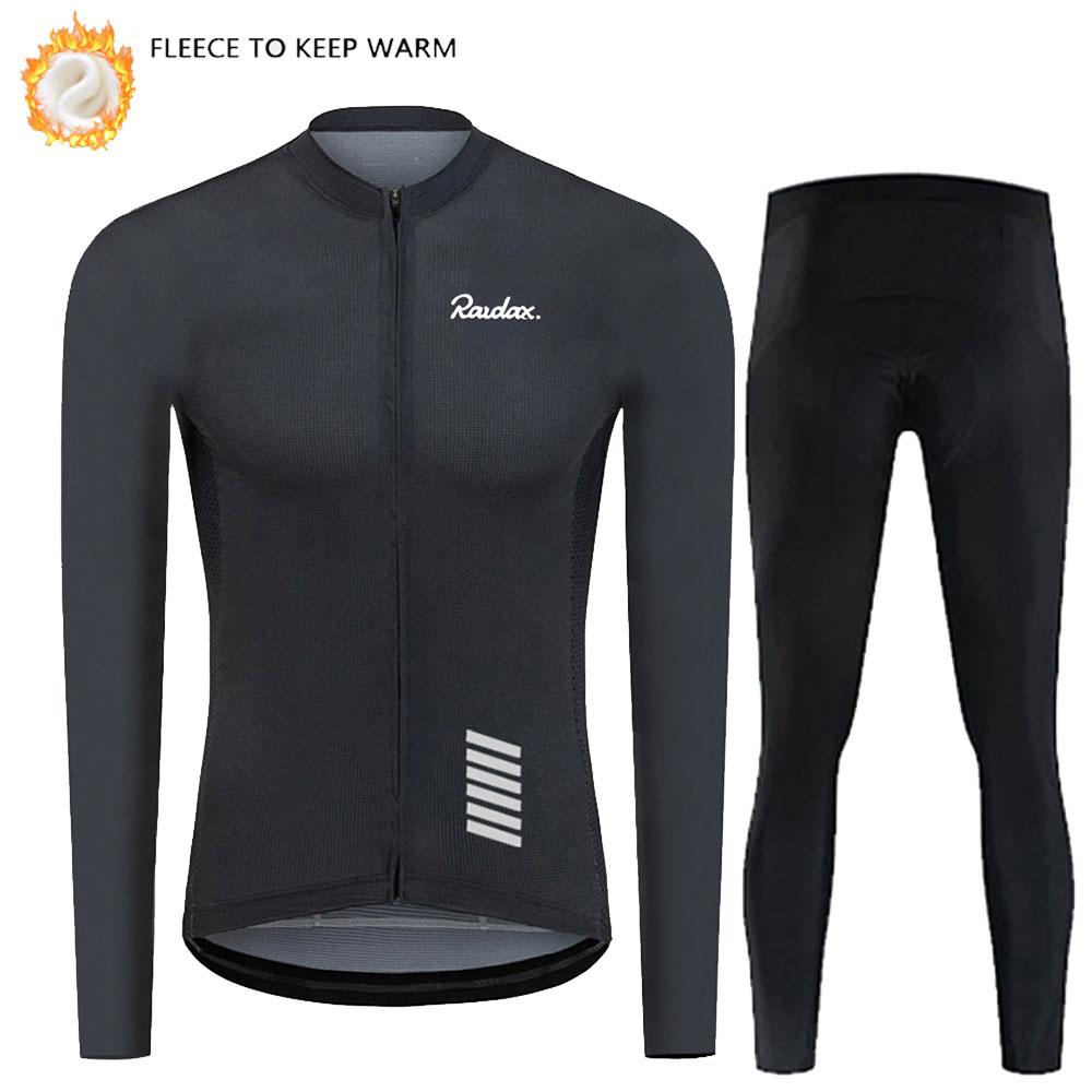 Winter Thermal Fleece Man's Long Sleeves Warm Cycling Jersey Set Windproof Warm MTB Road Bike Sportswear 2026 Winter Fleece Warm Cycling Suit Set