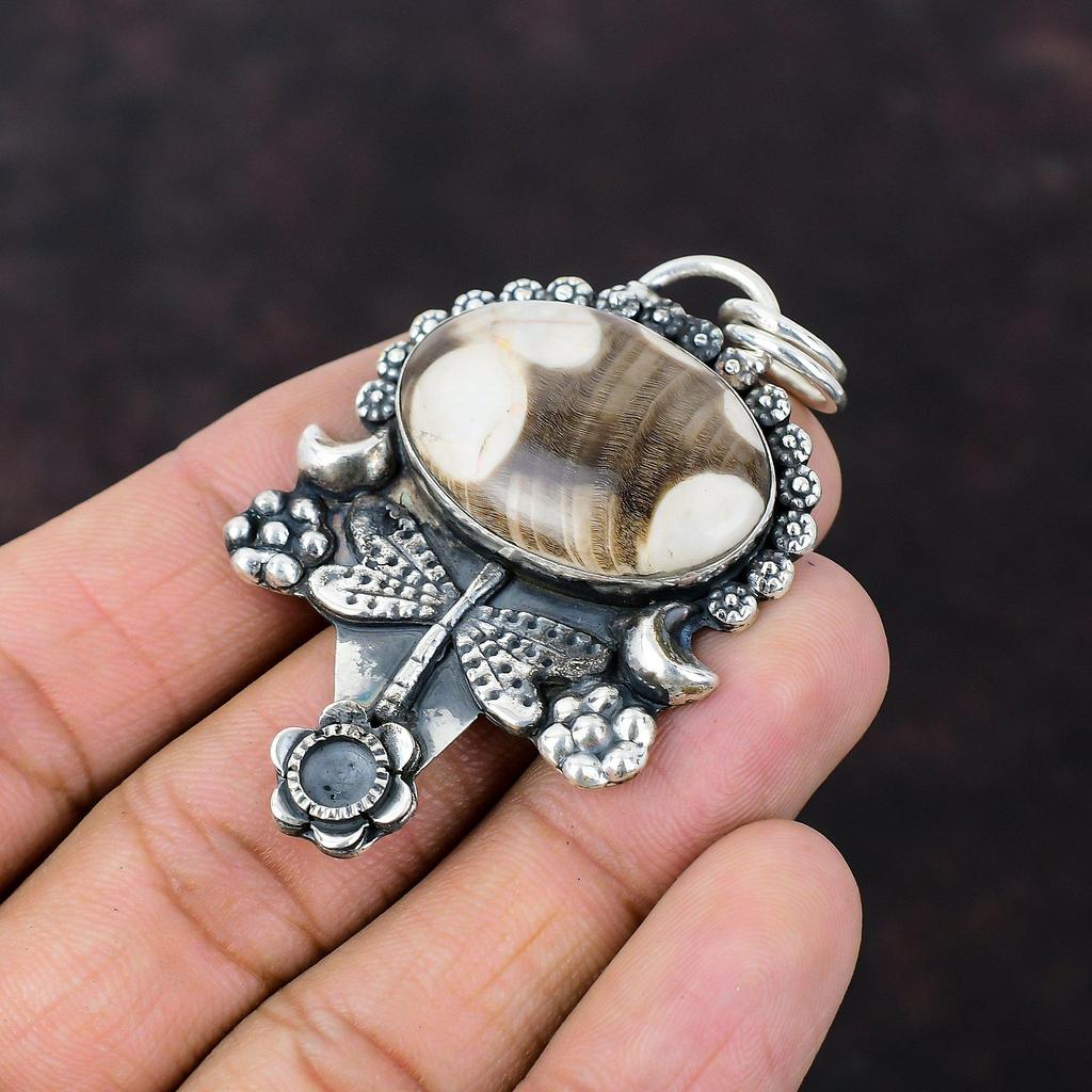 Peanut Wood Jasper Pendant Natural Gemstone Jewelry 925 Sterling Silver Pendant Handmade Brand New Pendant Gift For Mother Dragonfly Jewelry