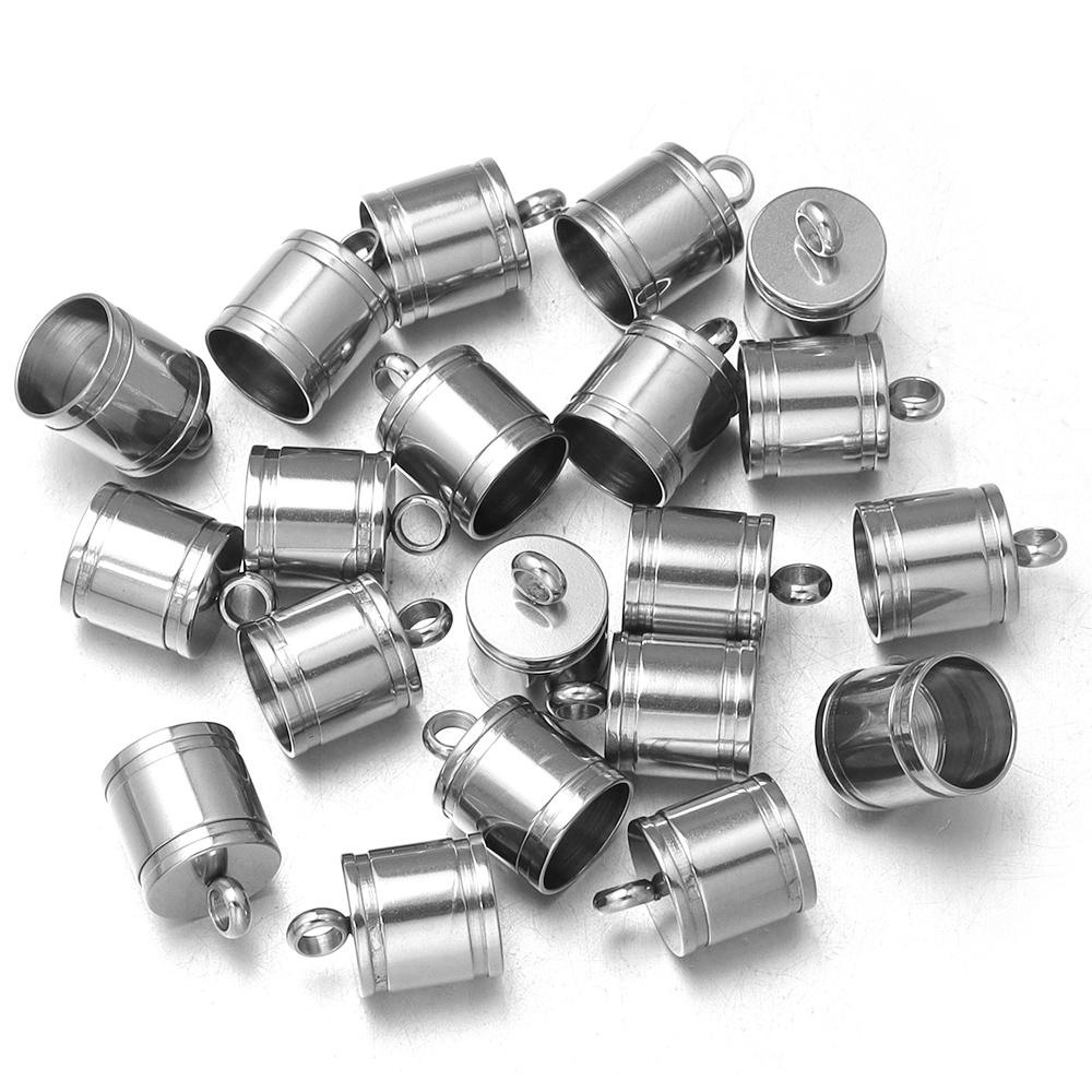 20 Stück Edelstahl-Quetsch-Endkappen für Lederbänder, Endspitzen, Kappen, Quasten-Endverschlüsse, DIY Schmuckherstellung, Verbinder, Zubehör