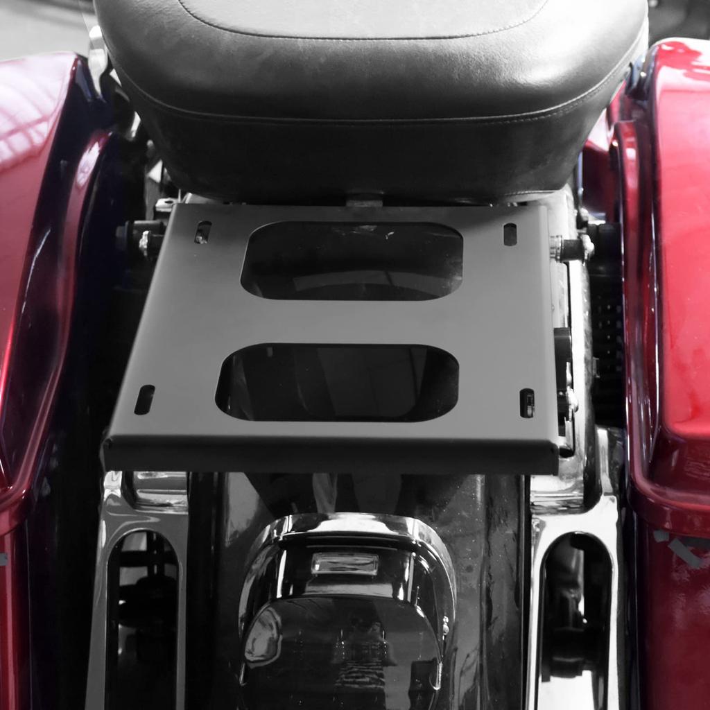 HCmotorku Motorcycle Luggage Rear Detachable Rack Case for Harley Road Road and Street Glide and Black Rack, Carrier, Touring, King, Glide, (2014