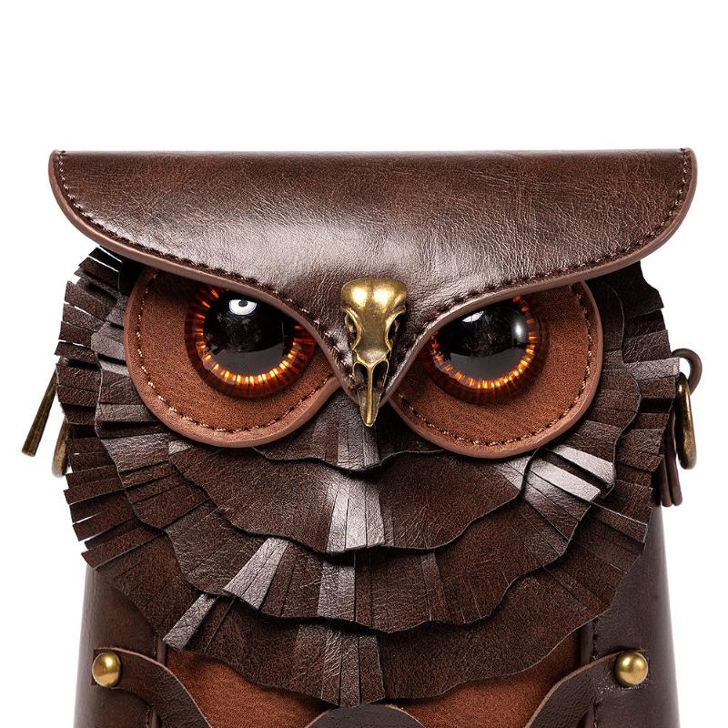 Zomer Nieuwe Persoonlijkheid Uil Telefoon Tas Steampunk Retro Cool Tandwiel Wiel MINI Portemonnee Premium PU Klinknagel Schouder Diagonaal Straddle Tas voor Mannen en Vrouwen