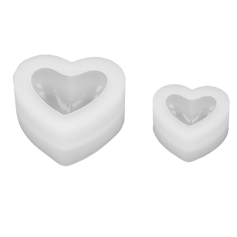 2 Pcs Wax Mould Heart Shaped Silicone Mould Smooth Surface Three Dimensional Heart Mould Full Shape Resin Mould Home Decor