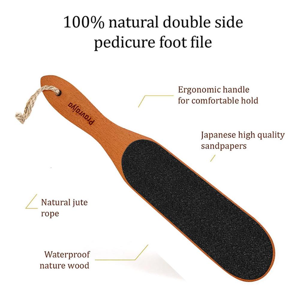 PRAVRAJYA Wooden Foot Scrubber with Dual-Sided Coarse & Fine Abrasive Surface | Pedicure Foot File for Dry, Rough Skin, Callus & Heel Care with H