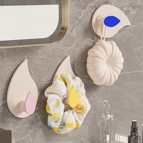 4Pcs Self Adhesive Wall Hooks Towel Coat Hangers Strong Load-bearing Simple Installation Bathroom Shower Storage Hooks