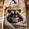 Cartoon Black White Cubs Mephitis Flannel Soft Warm Plush Blanket for Sofa Living Room Pet Hogar Bed Gift Home Car Portable