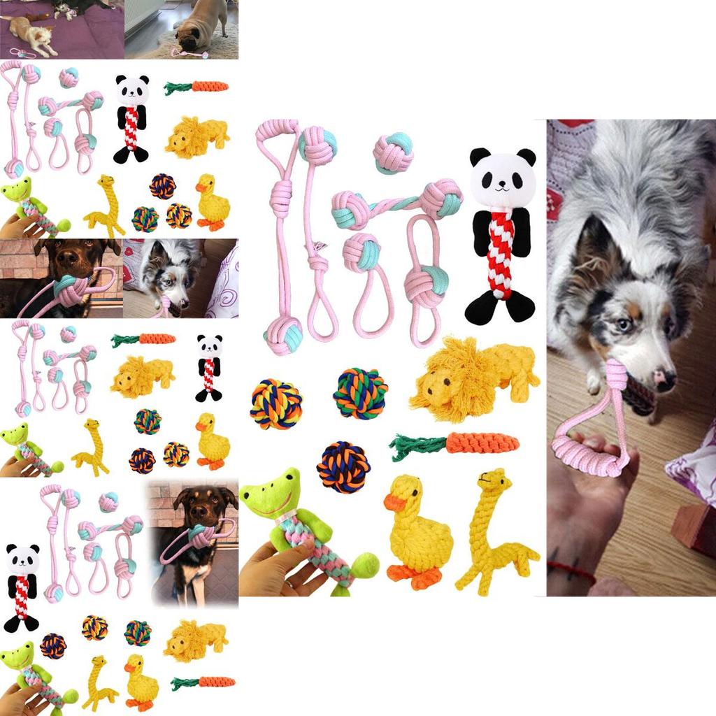 Kit de 6x Brinquedos de Corda para Cães Resistentes e Duráveis Nó de Mastigar Bola Pet Filhote Urso Brinquedo de Algodão Atacado