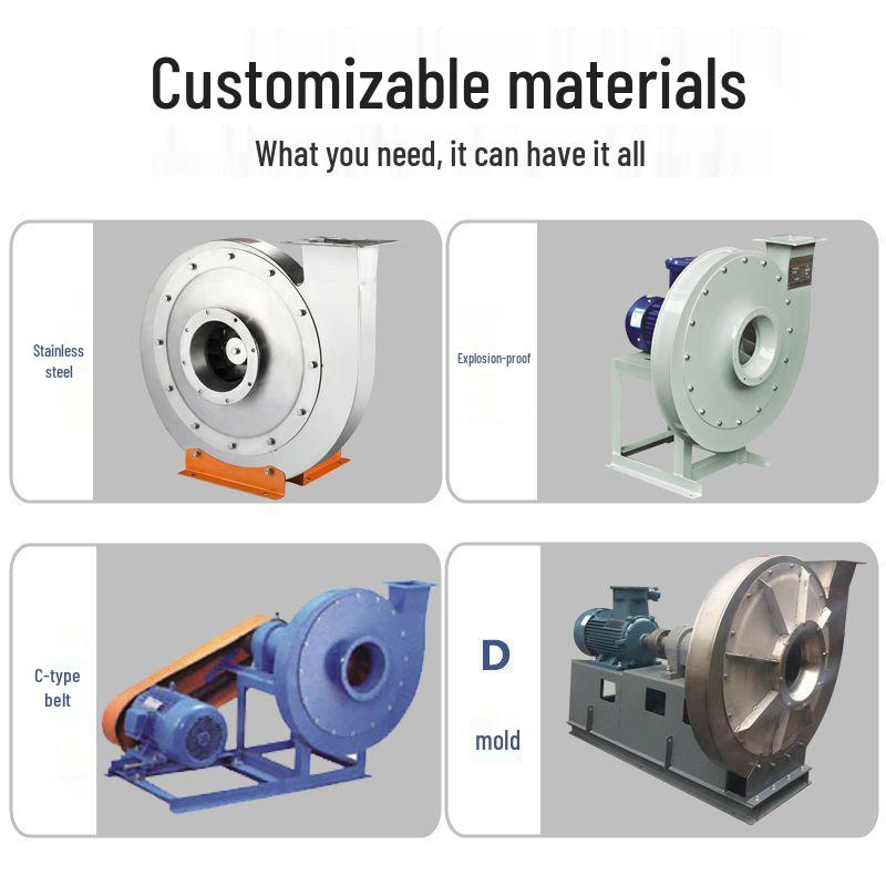 High-Pressure 9-19 Centrifugal Fan Blower 380V for Exhaust, Material Conveying, Pellet Blowing, and Industrial Draft.
