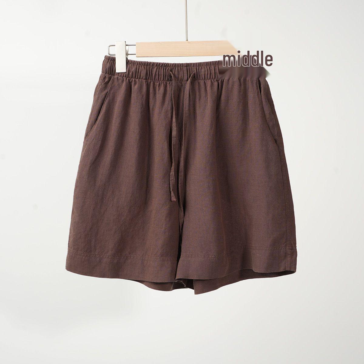 Women s Summer V-neck Cotton Linen Vest & Drawstring Shorts Two-Piece Set - Lightweight, Solid Color, Breathable, Loose Fit. L: 52.5-60 kg