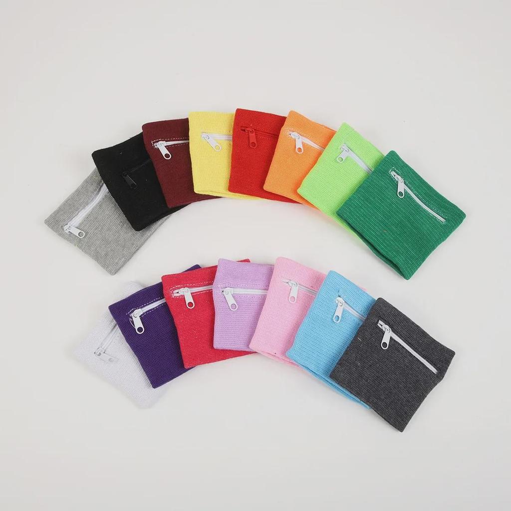 Breathable Cotton Sports Wrist Guard with Zipper Pocket for Running & Cycling