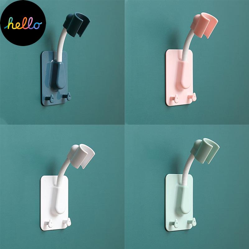 Universal Shower Head Holder Adjustable Self-Adhesive Showerhead Bracket With 2 Hooks