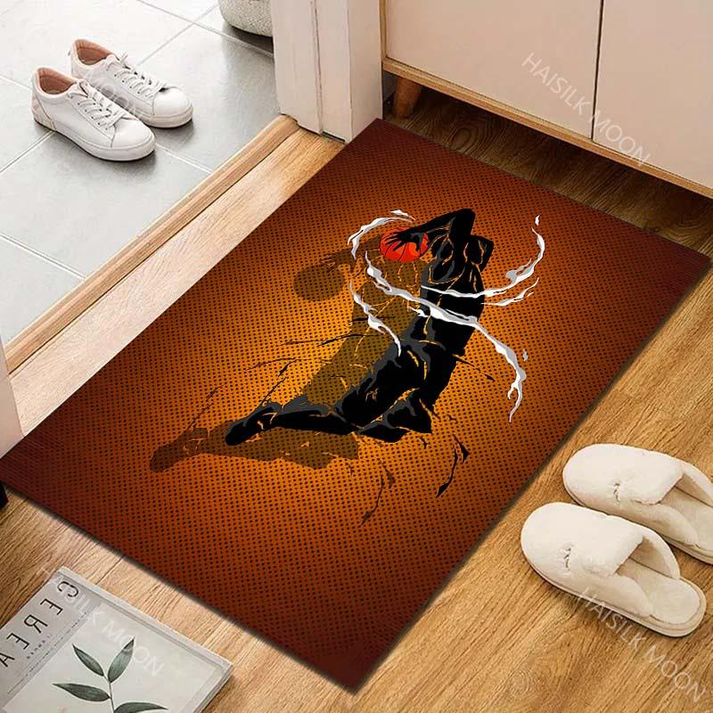 1PC Dynamic dunk silhouette basketball poster Carpet for Living Room Bedroom Sofa Home Decor Rus Non-slip Floor Mat Luxury Gift