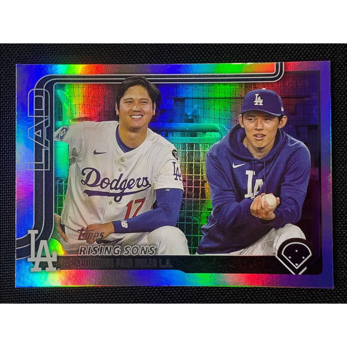 Used Shohei Otani Aki Sasaki 2025 Topps Update Series MLB Card Rainbow Foil