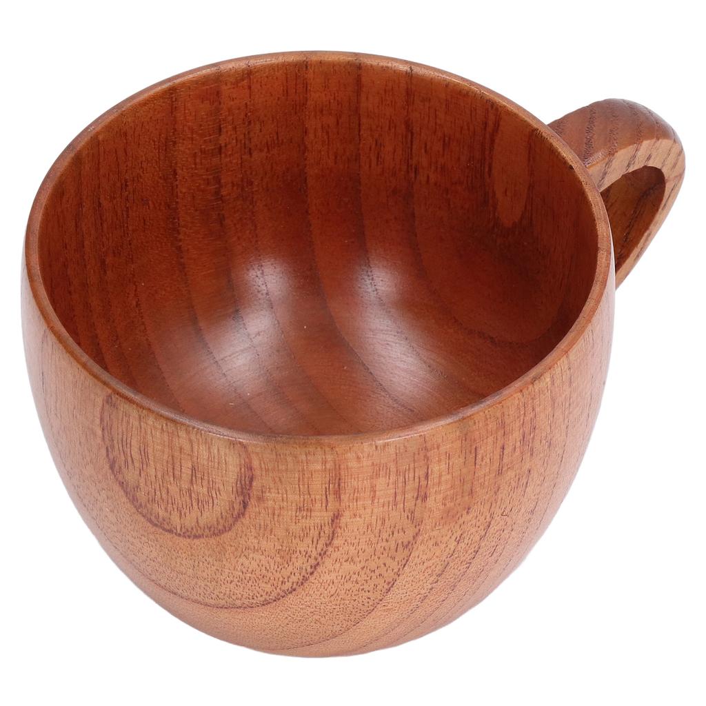 200ml Big Belly Wood Water Cup Simple Tea Wine Coffee Mug Classical Wooden Cup with Handle for Kitchen Study