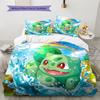 Pokémon Bulbasaur Vzor Povlečení Domácí Dekorace Narozeninový Dárek (1 * povlak na peřinu + 2 * povlak na polštář, bez jádra)
