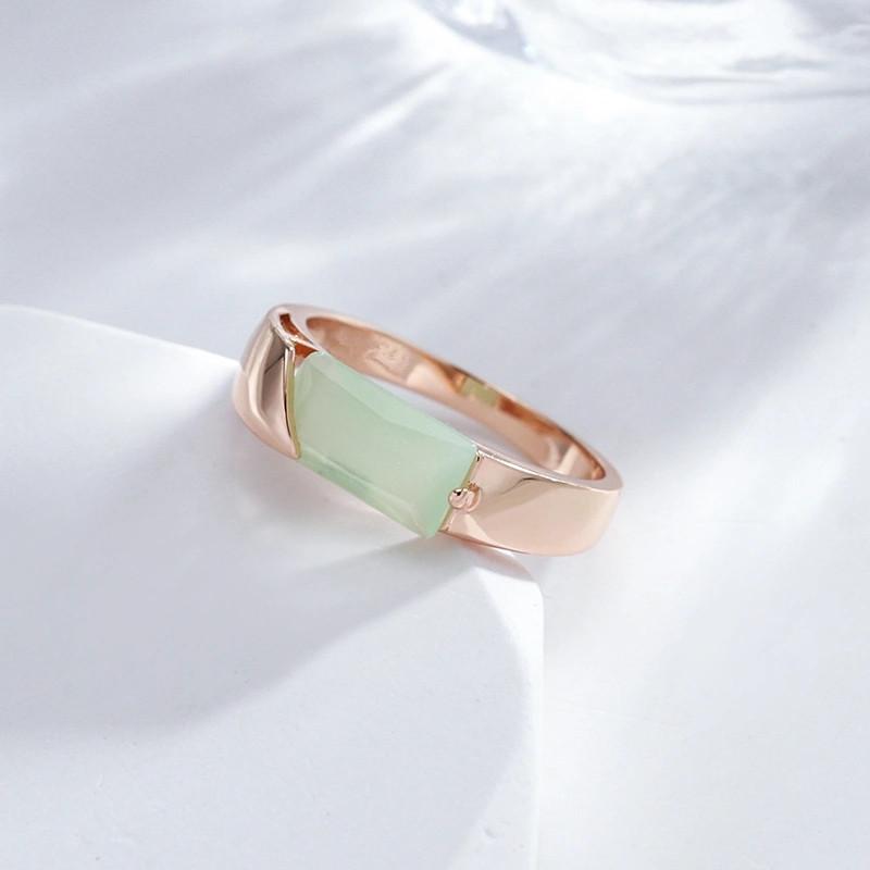 1 Pc Square Cut Mist Green Zircon Rings for Women Golden Color Vintage Fashion Jewelry Personality Rings Gifts