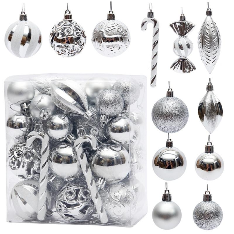 40pcs Durable Christmas Tree Balls Decoration Set Plastic Christmas Baubles Ornaments In Various Colors Ornaments