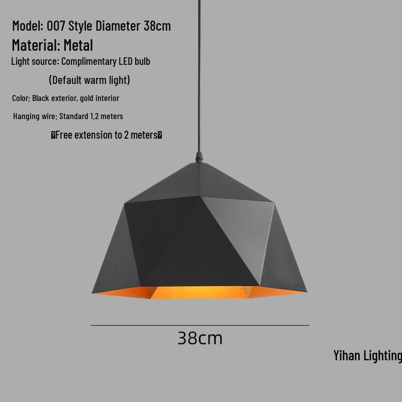 Modern Nordic Single-Head Pendant Light for Hotels, Bars, and Restaurants - Industrial Retro Style Lampshade.