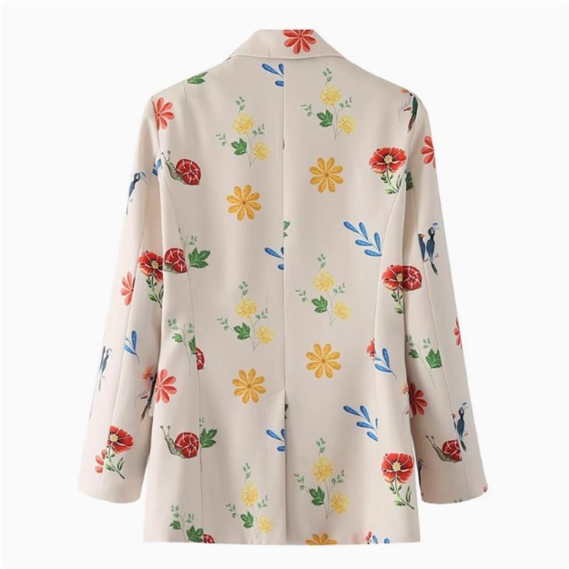 Women's Blazer Spring Fashion Pastoral Style Printed Single-breasted Casual Temperament Ladies Blazer Jacket