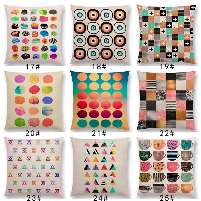 New Abstract Colourful Geometric Pattern Sweet Watercolor Dream Square Round Triangles Gorgeous Cushion Cover Throw Pillow Case