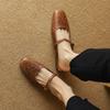 Fashion 2025 Summer Women Mules Genuine Leather Women Shoes square Toe Chunky Heel Shoes Cover Toe Slingback Sandals Shallow Slippers