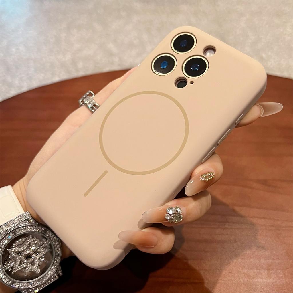 For iPhone 14 Pro Max Magnetic Case Skin Touch Liquid Silicone PC Shockproof Phone Cover