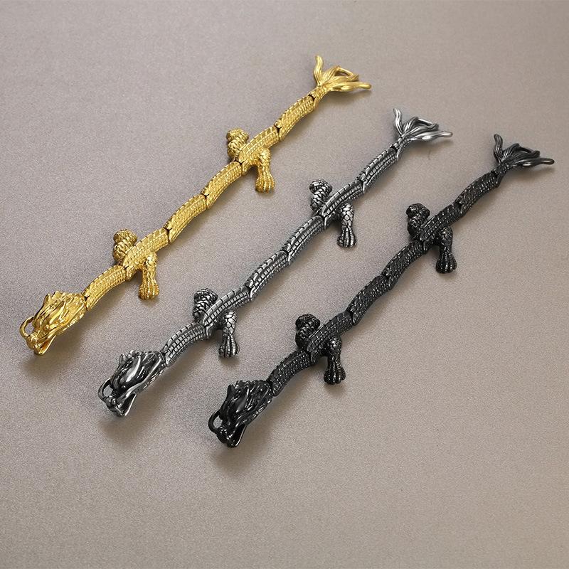 Etnický styl dominantní titanová ocel vakuové pokovování 18k dračí náramek pro muže