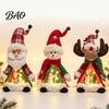 Snowman Holiday Ornament Lighted Christmas Doll Decoration, Cute Plush Santa Claus/Snowman/Reindeer Figurine with Xmas Character Toys Warm LED