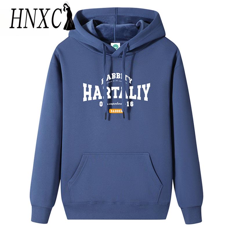 

Мужская мода HNXC, повседневные однотонные толстовки с капюшоном и длинным рукавом с принтом XXXXXL синий