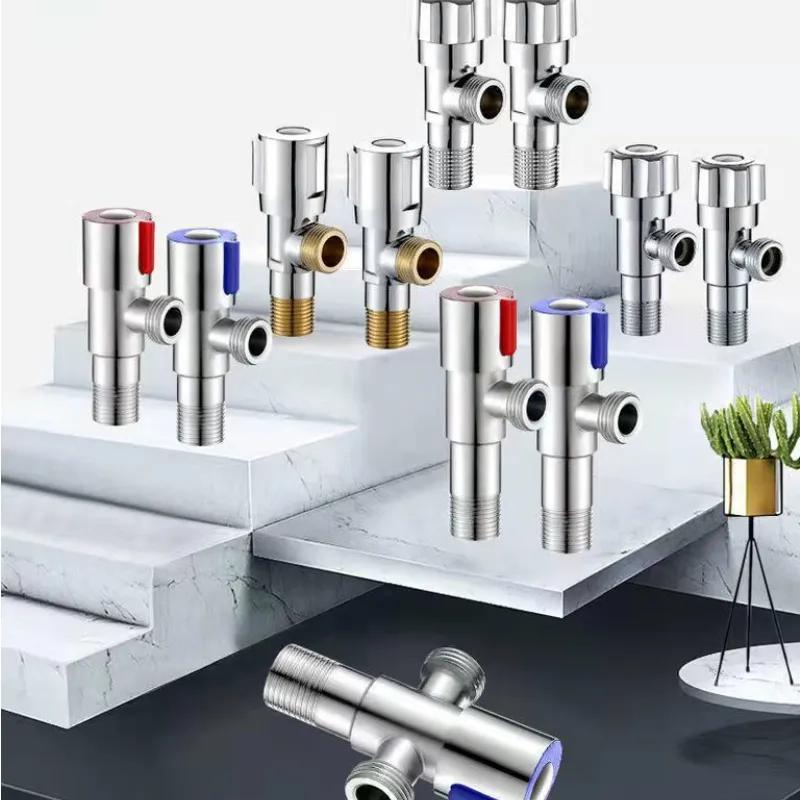 Stainless Steel Hot Cold Inlet Valve Bathroom Faucet Stop Valve Kitchen Sink Basin Triangle Valve Water Pressure Regulator