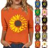 Moda Donna Top Casual Ampio a Maniche Sette Stampato Girocollo