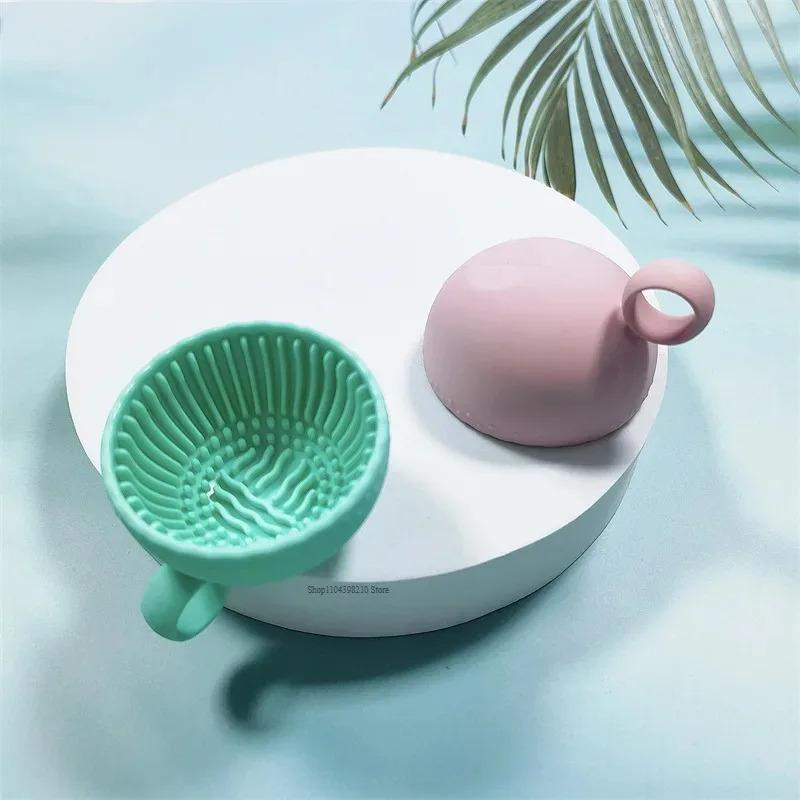 Soft Silicone Makeup Brush Cleaner Folding Powder Puff Cleaning Bowl Eyeshadow Brush Cleaning Pad Beauty Tools Portable Washing
