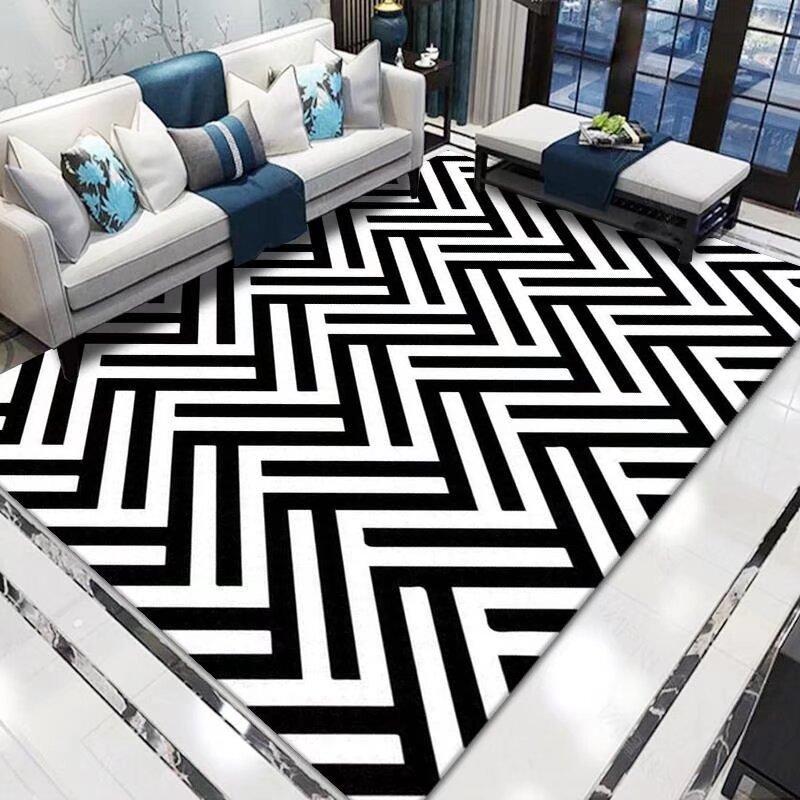 Modern Zebra Animal Pattern Carpet Mat Black White Striped Rug Minimalist Non-slip Large Area Home Decoration for Living Room