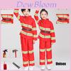 Kids Firefighter Costume Role Play Clothes Set Red Polyester Fireman Outfit For Kindergarten Performance
