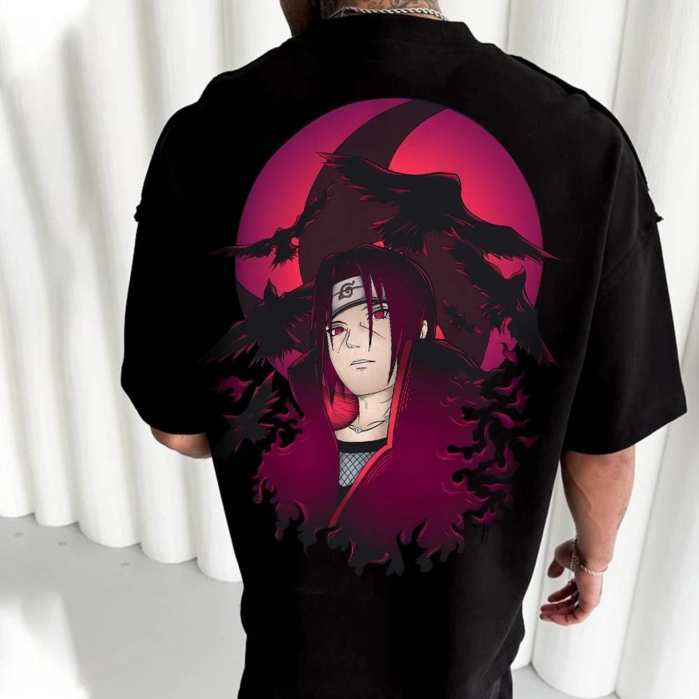 Naruto Animation Derivatives Men's Summer Oversized T-Shirt Streetwear Totsugeki No Jutsu Casual Round Neck Short Sleeve Tee