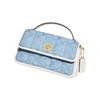 Coach Women's Signature Quilted Top Handle Handbag, Light Blue Canvas Turnlock Flap Crossbody Bag, Fashionable for Daily Commute C4690-B4SUX